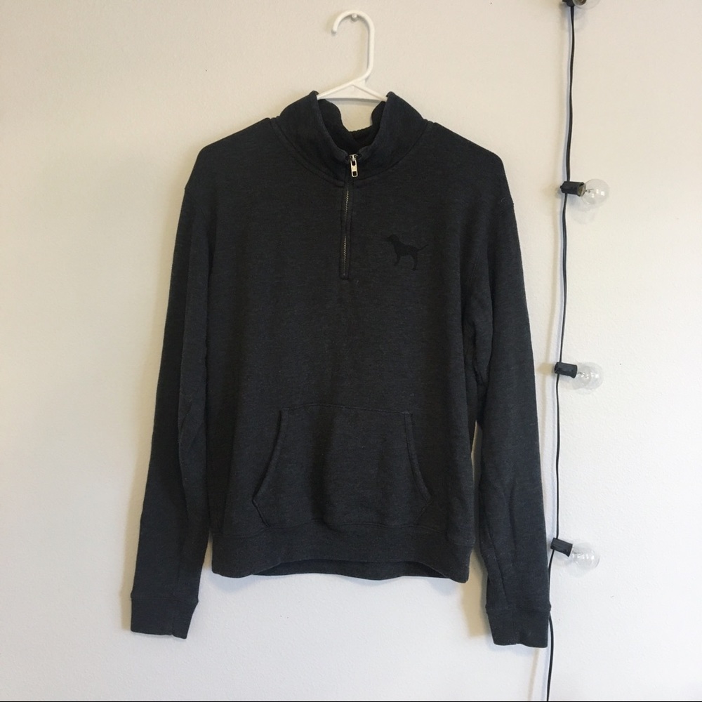 Dark Grey PINK Quarter-Zip Sweatshirt